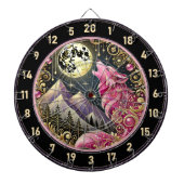 Cible De Fléchettes La Lune d'or incarne l'élégance du loup rose (Devant)