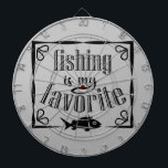 Cible De Fléchettes La pêche est ma citation préférée<br><div class="desc">Cool brush script typographie La pêche est mon préféré</div>