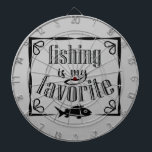 Cible De Fléchettes La pêche est ma citation préférée<br><div class="desc">Cool brush script typographie La pêche est mon préféré</div>