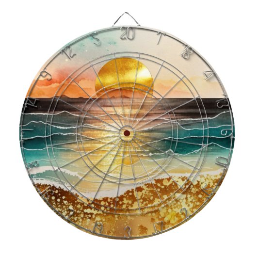 Cible De Fléchettes La série de plage à l'aquarelle Design 3 (Devant)