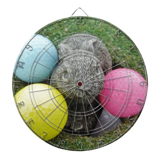 Cible De Fléchettes Lapin avec oeuf jaune rose (Devant)