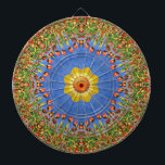 Cible De Fléchettes Le kaléidoscope bleu jaune orange Vintage<br><div class="desc">Super jeu d'habileté ! Belle teinture cravate,  kaléidoscope et motifs fractaux pour tous ceux qui aiment être colorés.</div>