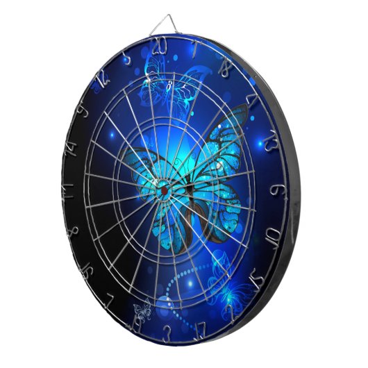 Cible De Fléchettes Le papillon morpho dans l'Arrière - plan sombre (Devant droit)