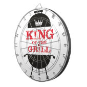 Cible De Fléchettes Le Roi Du Grill, Blanc Noir Couronne Rouge (Devant droit)