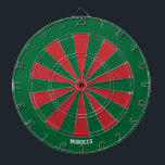 Cible De Fléchettes Le taureau du Patriote du Maroc<br><div class="desc">Maroc Drapeau Cible de flechettes de Bullseye du Patriot. Prenez le but avec style ! Ce tableau de bord saisissant, décoré dans les couleurs du drapeau marocain avec une petite représentation du drapeau national très subtilement intégré au milieu, est plus qu'un simple jeu—c'est une déclaration. Que vous soyez en train...</div>