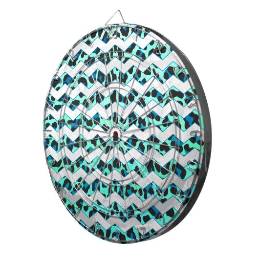 Cible De Fléchettes Léopard noir et Turquoise (Devant droit)