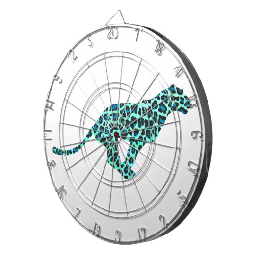 Cible De Fléchettes Léopard noir et Turquoise (Devant droit)