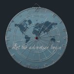 Cible De Fléchettes Let the adventure begin<br><div class="desc">Let the adventure begin text with world map decoration on grunge,  blue background</div>