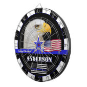 Cible De Fléchettes Ligne Bleue Mince & Drapeau Américain fléchettes,  (Devant droit)