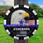 Cible De Fléchettes Ligne Bleue Mince & Drapeau Américain fléchettes,<br><div class="desc">Tableau de bord personnalisé avec personnalisation "nom   message" avec Aigle et Ligne Bleue Mince Drapeau Américain (USA) - thème de l'application / police - aimer mon pays,  fête des pères,  retraite,  prix / patriotes</div>