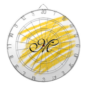 Cible De Fléchettes lignes simples d'aquarelle jaune ajoutez votre mon