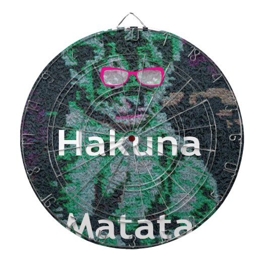 Cible De Fléchettes Lion vert avec lunettes roses "Hakuna Matata" Art (Devant)