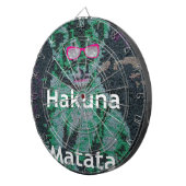 Cible De Fléchettes Lion vert avec lunettes roses "Hakuna Matata" Art (Devant droit)