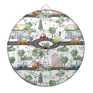 Cible De Fléchettes Little Town & Cars Coloré Motif Enfants