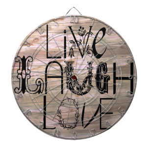 Cible De Fléchettes Live rire amour bois rustique panneau fléchette