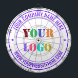 Cible De Fléchettes Logo de la société personnalisée et Modèle de Cibl<br><div class="desc">Couleurs et polices personnalisées - Concevez vos propres tableaux de bord avec simple personnalisation de votre entreprise Logo et nom Site Web ou texte personnalisé Design professionnel Promotionnel Cible de flechettes / Cadeau - Ajouter votre logo - Image ou photo - QR Code / Nom - Entreprise / Site Web...</div>
