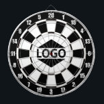 Cible De Fléchettes Logo moderne personnalisable en noir et blanc<br><div class="desc">Logo personnalisé sur Cible de flechettes noire et blanche. Mieux si le logo a une forme carré.</div>