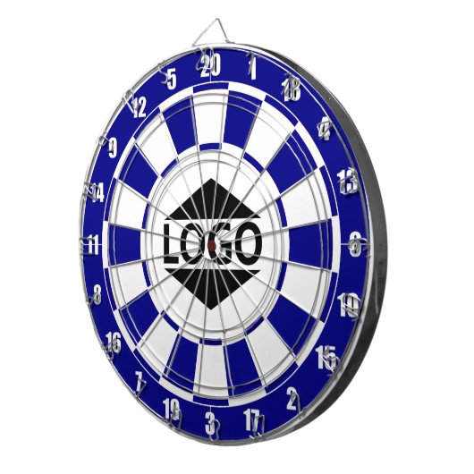 Cible De Fléchettes Logo moderne personnalisable Image en bleu et blan (Devant droit)