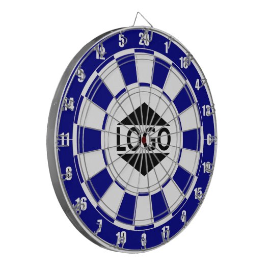 Cible De Fléchettes Logo moderne personnalisable Image en bleu et blan (Devant gauche)