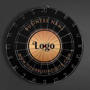 Cible De Fléchettes Logo Or & Texte Personnalisé Entreprise Marque