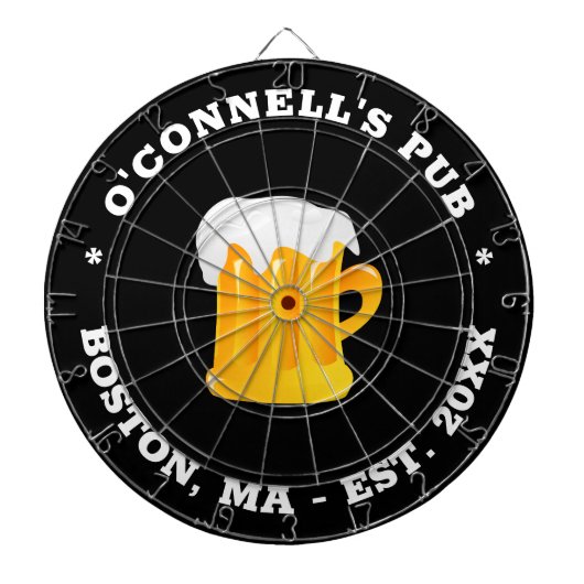 Cible De Fléchettes Logo photo personnalisée nom est date signe noir (Devant)