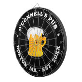 Cible De Fléchettes Logo photo personnalisée nom est date signe noir (Devant droit)