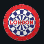 Cible De Fléchettes LONDON White, Navy Blue And Red (editable text)<br><div class="desc">LONDON White, Navy Blue And Red Colored Dart Board Game Including 6 Brass Darts. You may edit text by selecting the personalization option 🎯Please let me know if you have additional questions and because Zazzle's customer support handles the customer experience you may reach Zazzle customer support by chat, phone or...</div>