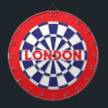 Cible De Fléchettes LONDON White, Navy Blue And Red (editable text)<br><div class="desc">LONDON White, Navy Blue And Red Colored Dart Board Game Including 6 Brass Darts. You may edit text by selecting the personalization option 🎯Please let me know if you have additional questions and because Zazzle's customer support handles the customer experience you may reach Zazzle customer support by chat, phone or...</div>