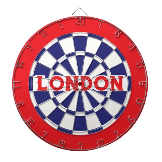 Cible De Fléchettes LONDRES Blanc, Bleu Nuit Et Rouge (texte modifiabl (Devant)