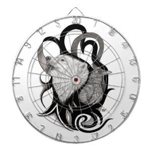 Cible De Fléchettes Loup blanc avec art tribal coréen