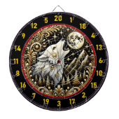 Cible De Fléchettes Loup Blanc hurle sous la lune brillante (Devant)