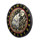 Cible De Fléchettes Loup Blanc hurle sous la lune brillante (Devant droit)