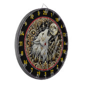 Cible De Fléchettes Loup Blanc hurle sous la lune brillante (Devant gauche)