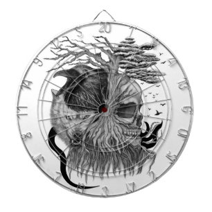 Cible De Fléchettes Loup et corbeau avec crâne