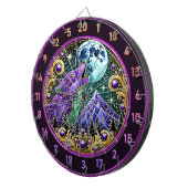 Cible De Fléchettes Loup hurlant sous la lune d'or (Devant droit)