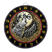 Cible De Fléchettes Loup majestueux hurle sous le ciel étoilé (Devant)