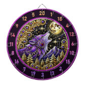 Cible De Fléchettes Loup pourpre contre le ciel étoilé (Devant)