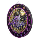 Cible De Fléchettes Loup pourpre contre le ciel étoilé (Devant droit)