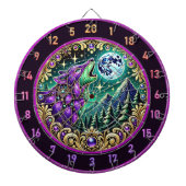 Cible De Fléchettes Loup sauvage hurlant sous la Pleine lune (Devant)