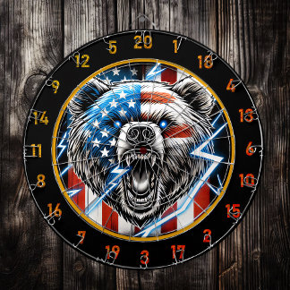 Cible De Fléchettes L'ours du patriotisme et de la force
