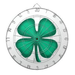 Cible De Fléchettes Lucky 4 Leaf Irish Clover tableau noir blanc