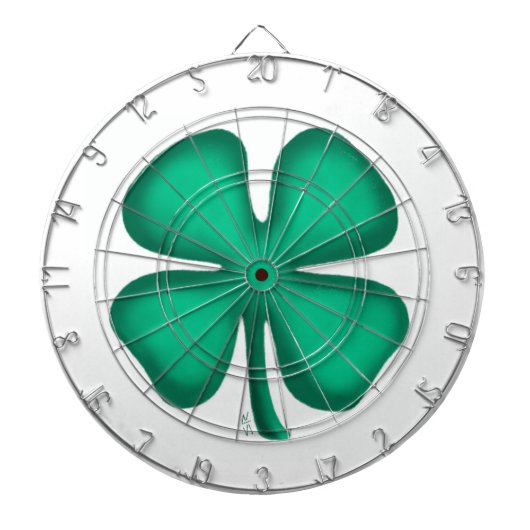 Cible De Fléchettes Lucky 4 Leaf Irish Clover tableau noir blanc (Devant)
