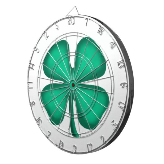 Cible De Fléchettes Lucky 4 Leaf Irish Clover tableau noir blanc (Devant droit)