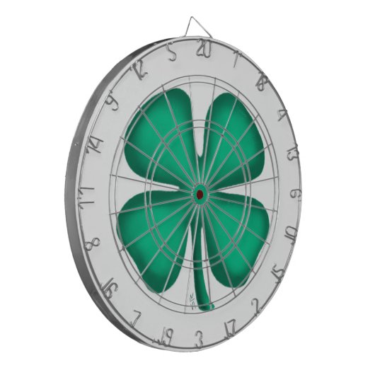Cible De Fléchettes Lucky 4 Leaf Irish Clover tableau noir blanc (Devant gauche)