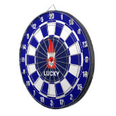 Cible De Fléchettes Lucky Gnome avec coeur sur bleu et blanc (Devant droit)