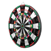 Cible De Fléchettes Lumières de Noël modernes rouge et vert Nom de fam (Devant droit)