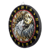 Cible De Fléchettes Lune d'or illumine le loup blanc solitaire (Devant droit)