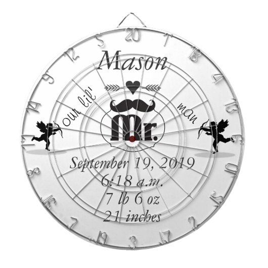 Cible De Fléchettes M. Mustache Lil Man Baby Boy Statistiques (Devant)