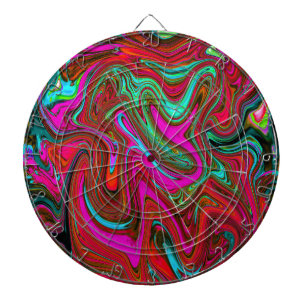 Cible De Fléchettes Magenta, Rouge et Bleu Rétro Groovy Art Abstrait