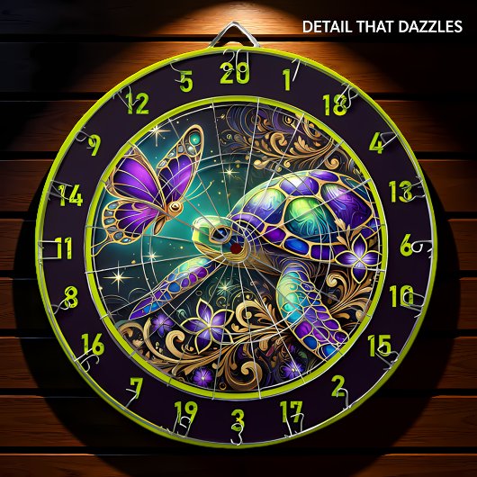 Cible De Fléchettes Magic Turtle Butterfly Rustic Room Art
